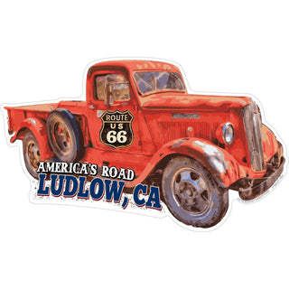 Ludlow California Route 66 old Red Truck Sticker