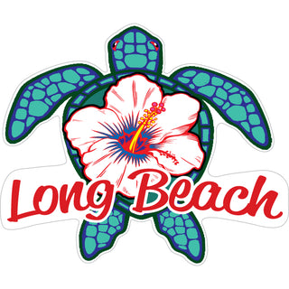 OK4 Long Beach Blue Turtle with White Flower small Sticker