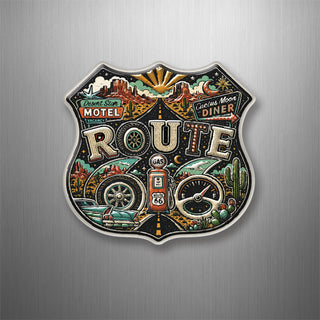 Route 66 Shield Icons Night 3D Magnet