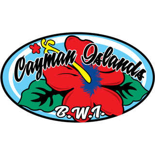 Cayman Islands B.W.I Flower in Oval Sticker