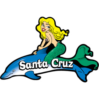 OK4 Santa Cruz Dolphin With Mermaid   Business Card Sized Sticker Sticker