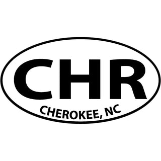 Cherokee  NC   Cherokee  NC CHR Black & White Euro Oval Sticker
