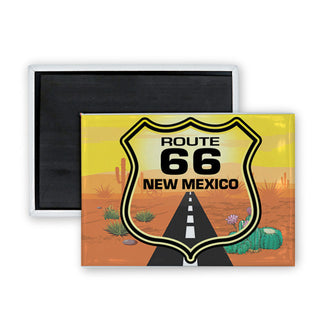 New Mexico   Route 66 Shield Desert Scene Rectangle Badge Magnet