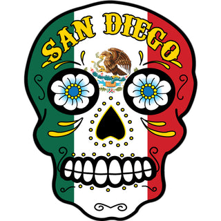 San Diego   Mexican Flag Sugar Skull Sticker