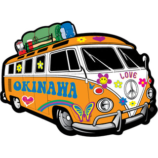 Okinawa   Orange Hippie Bus Sticker
