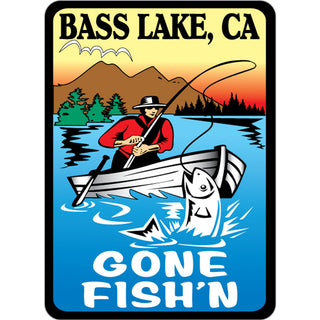 Bass Lake   Vintage Gone Fishing Sticker