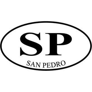 San Pedro   Black & White Euro Oval Sticker
