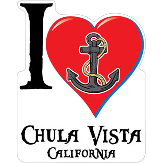 Chula Vista  CA I Heart w Anchor Sticker