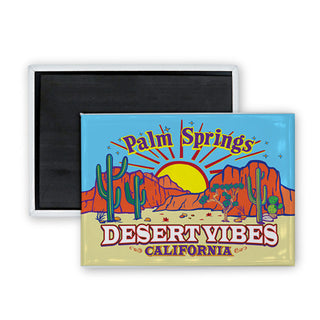 Palm Springs California   Desert Vibes Rectangle Badge Magnet