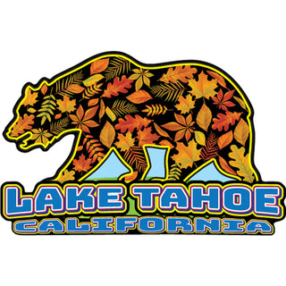 Lake Tahoe California Walking Bear Filled with Fall Leaves Sticker
