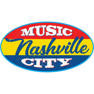 Nashville Music City Red Yellow Blue Oval Sticker