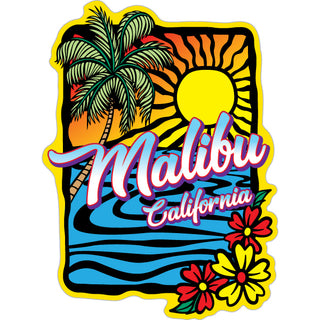 OK4 Malibu  CA Abstract Sunset w Flower Palms (01034) Sticker