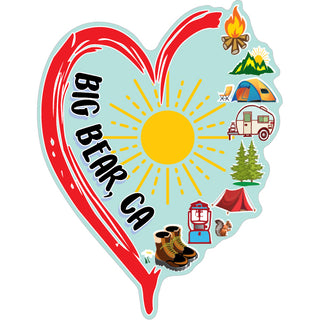 Big Bear  CA   Camping Icons Heart Sticker