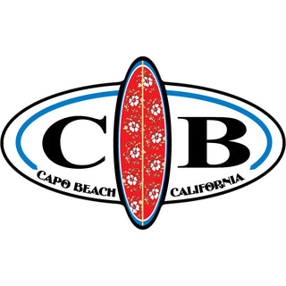Capo Beach Vertical Surfboard on Oval Sticker