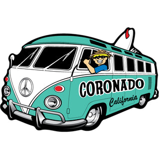 Coronado  California   Bus Corner View Surfboard Sticker
