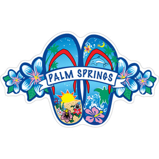 Palm Springs   Blue Flower Flip Flops Sticker