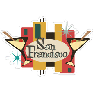 San Francisco   Retro Martini Glasses Sticker