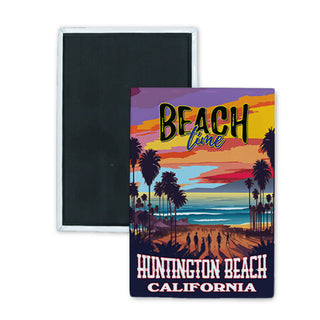 Huntington Beach  California   Beach Time Sunset Rectangle Badge Magnet