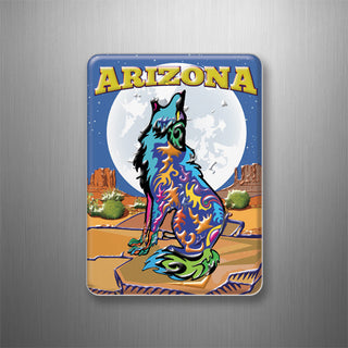 Arizona Colorful Howling Coyote 3D Magnet