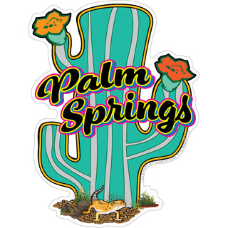 OK4 Palm Springs  CA Flowering Cactus w Lizard Sticker