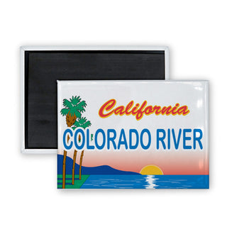 Palms Sunset License Plate   Colorado River  CA Palms Sunset Rectangle Badge Magnet