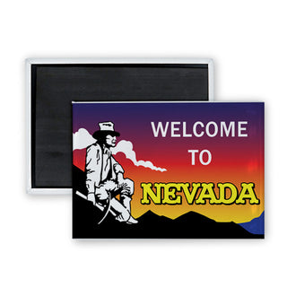 Nevada   Welcome Miner Sunset Rectangle Badge Magnet