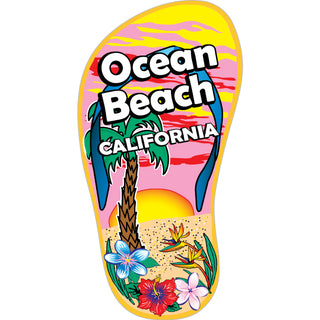Ocean Beach CA Single Palm Sun Flip Flop Sticker