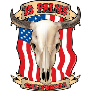 Palms California   Flag Steer Skull Sticker