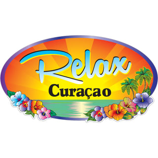 Curacao Relax Beach Scene Oval hibiscus flowers Sticker