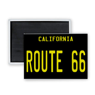 California   Black License Plate Route 66 Rectangle Badge Magnet