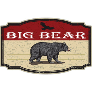 Big Bear  CA   Wide Red Bear Sign Sticker