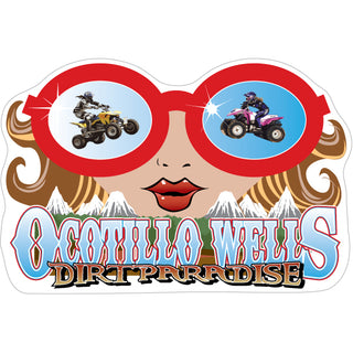 Ocotillo Wells   Dirt Paradise Woman Sunglasses Sticker