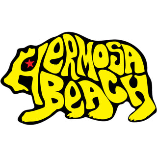 Hermosa Beach Bear Yellow Letters Sticker