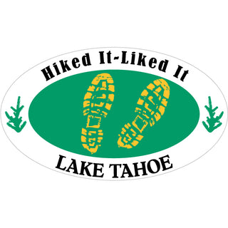 Lake Tahoe   Hiked It Liked It Green Oval Sticker
