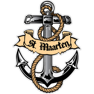 St. Maarten   Anchor with Rope and Banner Sticker