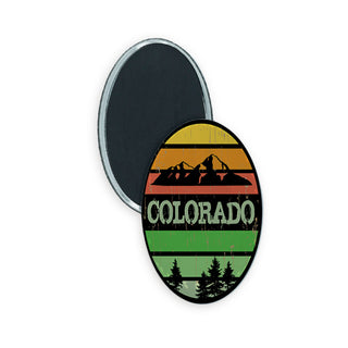 Colorado Mountain Vert w Stripes Oval Badge Magnet