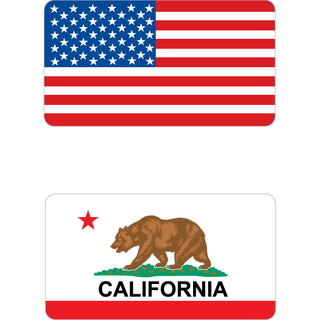California Flag US Flag 2UP Vertical Sticker