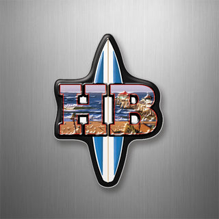 HUNTINGTON BEACH HB PIER INSIDE AND SURFBOARD 3D Magnet