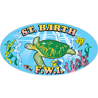 St Barth Turtle in the Sea Oval Sticker