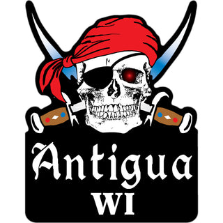 Antigua  WI   Skull Crossing Swords Sticker