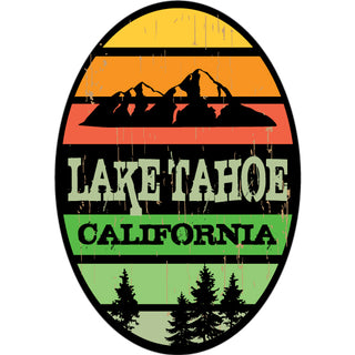 OK4 Lake Tahoe Wide Vert Oval with Stripes mini Sticker