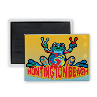 Huntington Beach Peace Frog Rectangle Badge Magnet