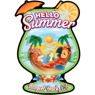 Neweport Beach Hello Summer Parrot Sticker