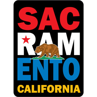 SAC RAM ENTO  California Stacked Lettering Red White and blue Sticker