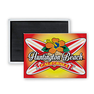 Huntington Beach  California Crossing Long Boards Rectangle Badge Magnet