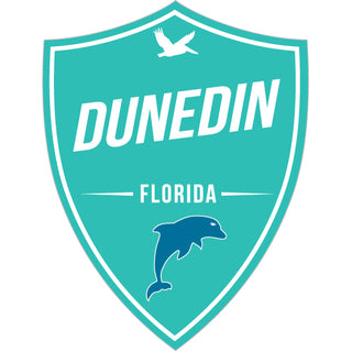 Dunedin  FL Teal Sheild with Dolphin Sticker