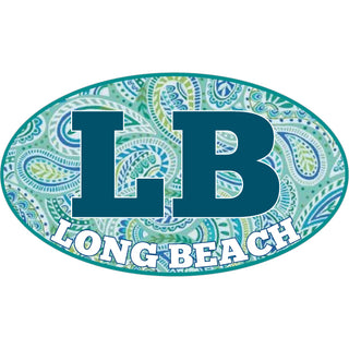 Long Beach   Paisley Filled Euro Oval Sticker