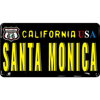 Santa Monica   Retro Black License Plate Sticker