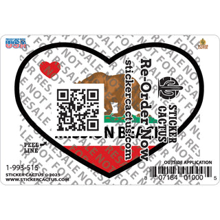 Mission Beach California Flag Heart Sticker