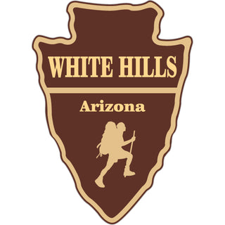 White Hills  AZ Arrowhead w HIker Silhouette Sticker
